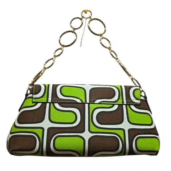 Dyspnea Artpop Bag Green Brown Retro Geometric Gold Chain Shoulder Bag NIB - Picture 6 of 6